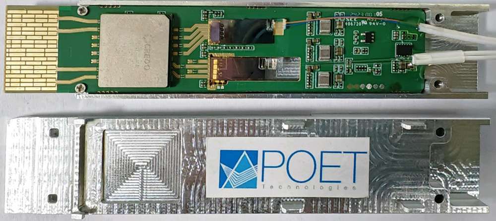 POET’s prototype 400G transceiver module.