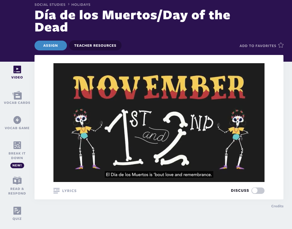 Flocabulary Dia de los Muertos / Day of the Dead lesson cover