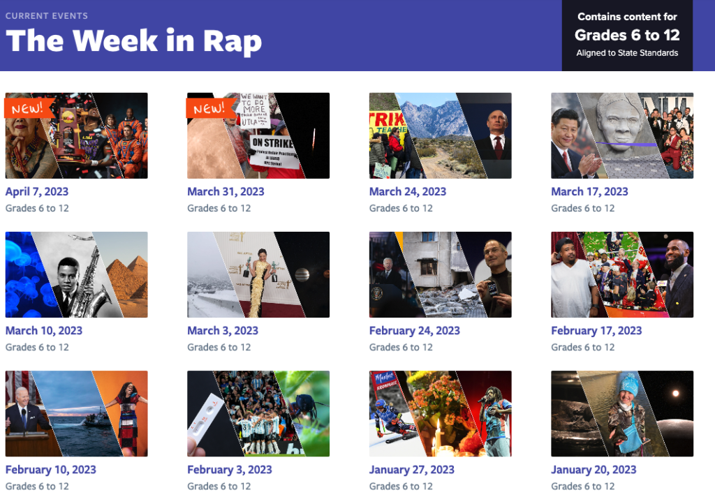 The Week in Rap current event lessons