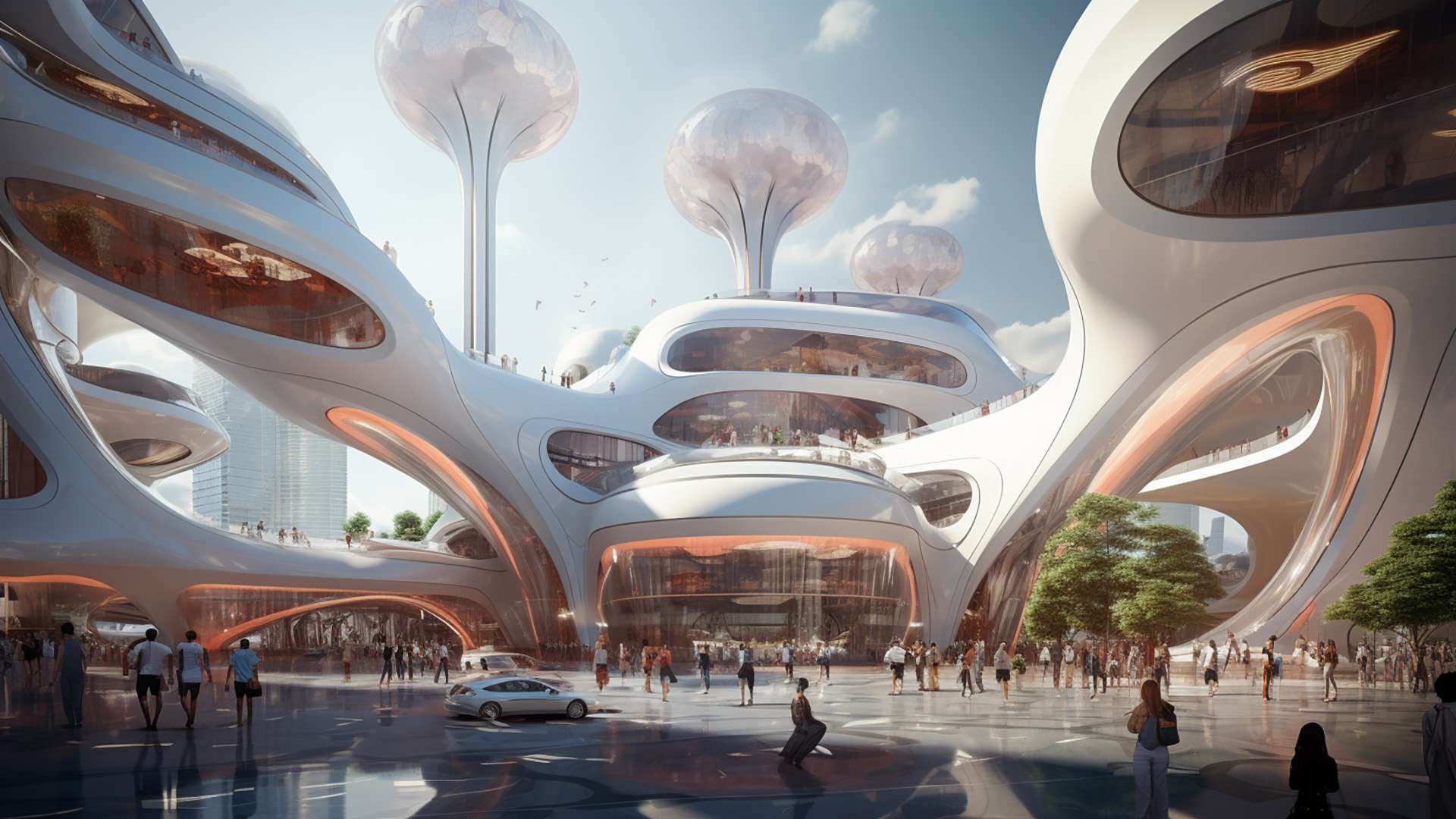 futuristic shopping mall visualization created by generative ai midjourney