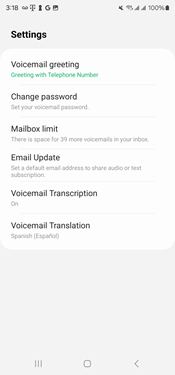 Voicemail settings