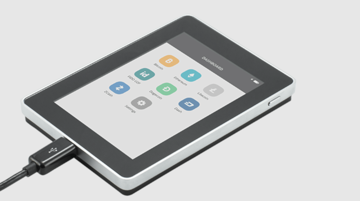 The Ledger Blue’s large touch screen makes transactions simple