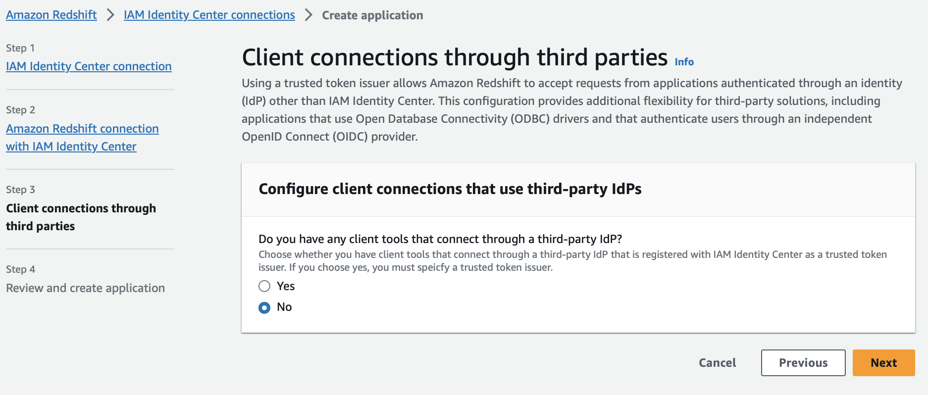 Redshift IdC No Third Party App